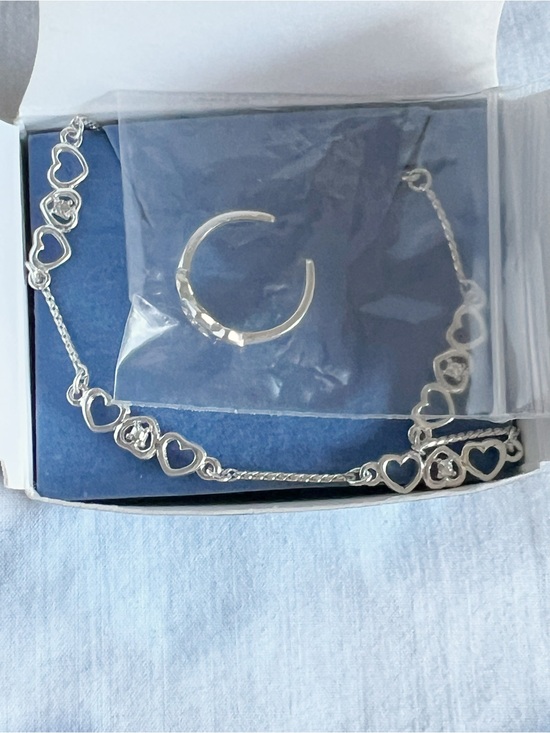 Avon Jewelry - Vintage Avon Silvertone Heart Anklet & Toe Ring Set